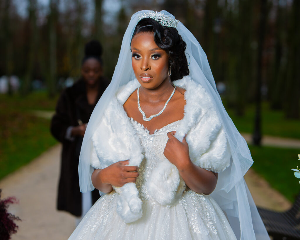 Portrait de la mariée au voile en lumière douce